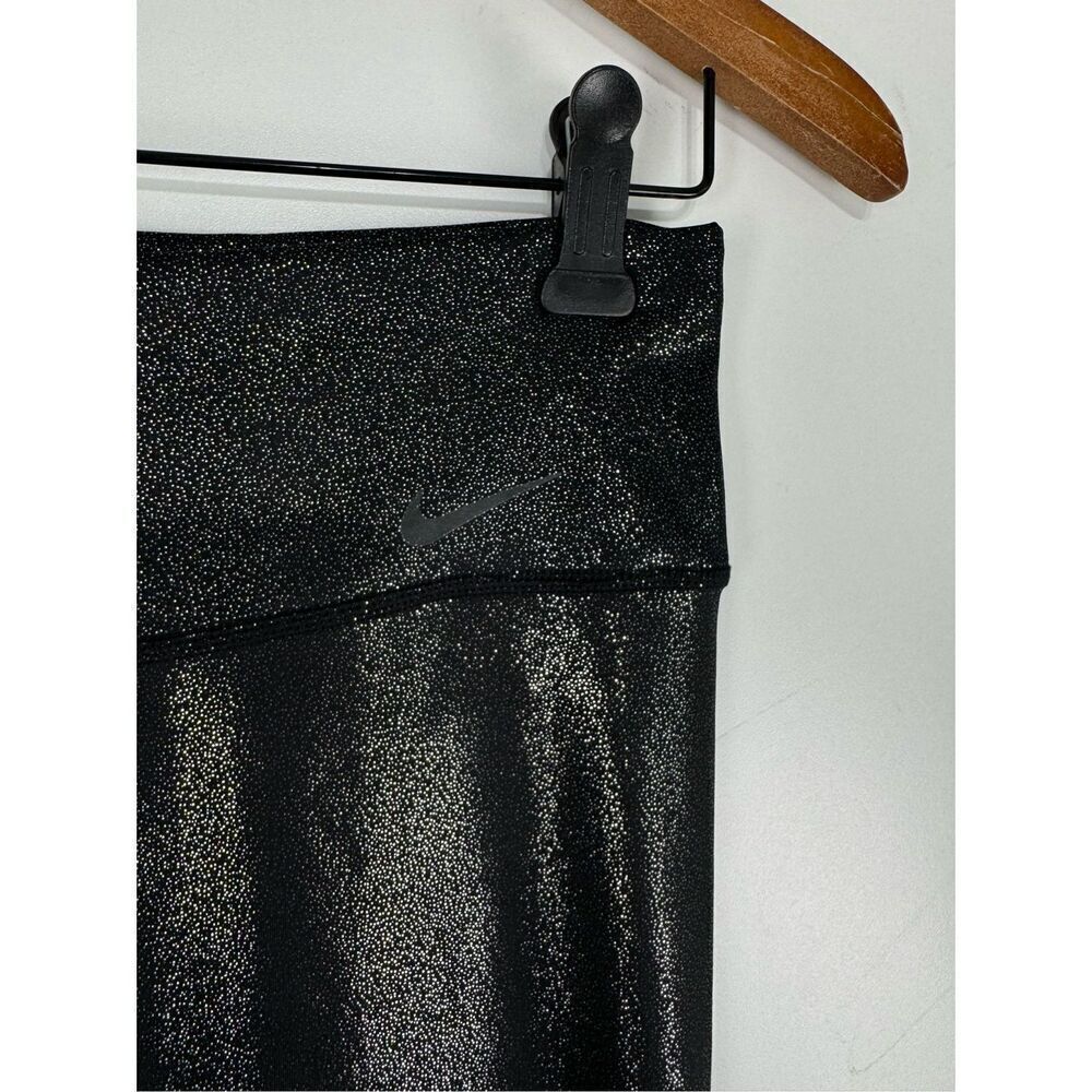 Nike Women's Dri-FIT One Mid Rise Sparkle 7/8 Active Legging Tights Black Medium - Picture 2 of 6